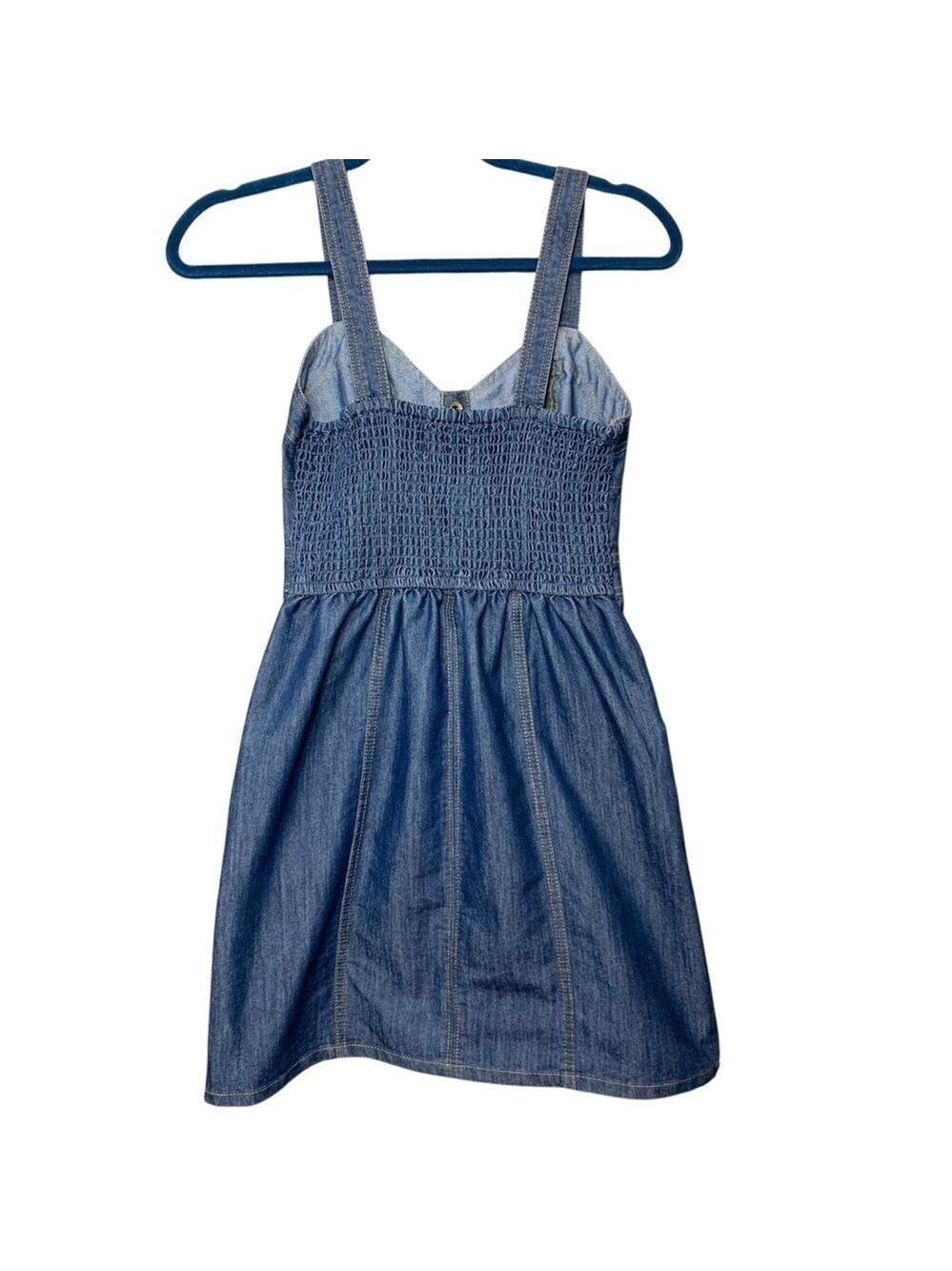 Vintage Lone Star Cowgirl Denim Dress Sz XS Blue Sweatheart Neckline Western Y2K - Picture 5 of 14